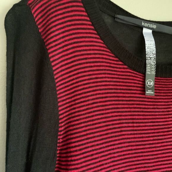 Kenzie Black and Red striped Lite Weight Sweater - Picture 7 of 15